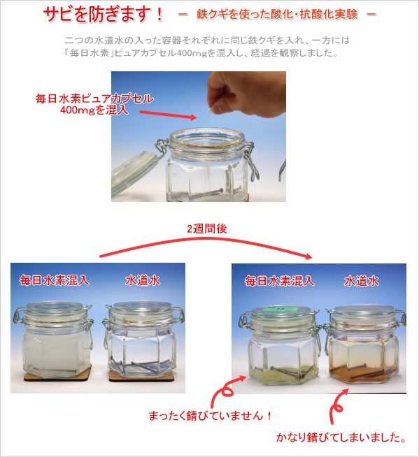 毎日水素によるサビの実験